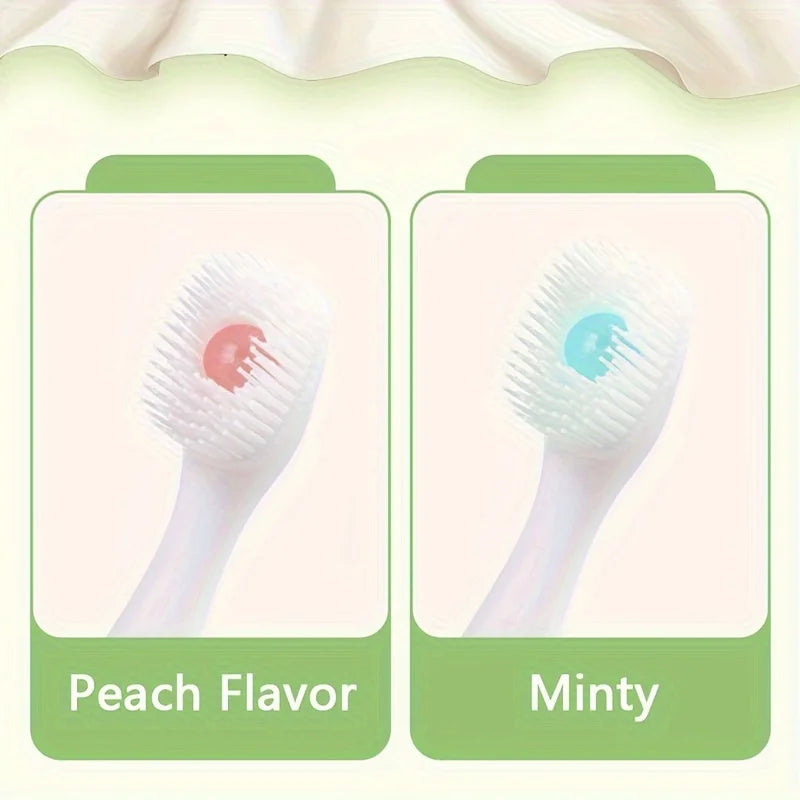 20-Piece Mint & Peach Soft Bristle Travel Toothbrushes brush without using water