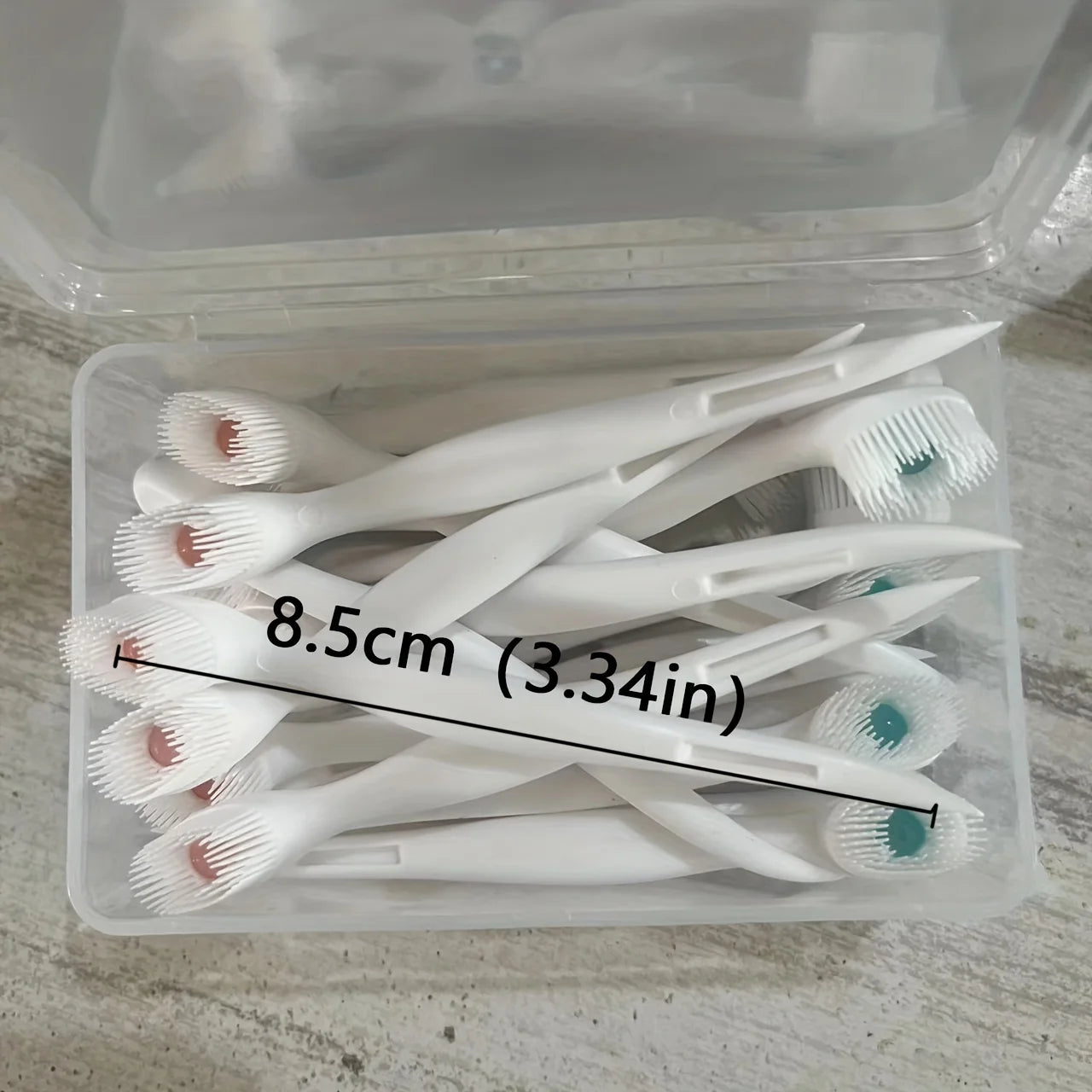 20-Piece Mint & Peach Soft Bristle Travel Toothbrushes brush without using water