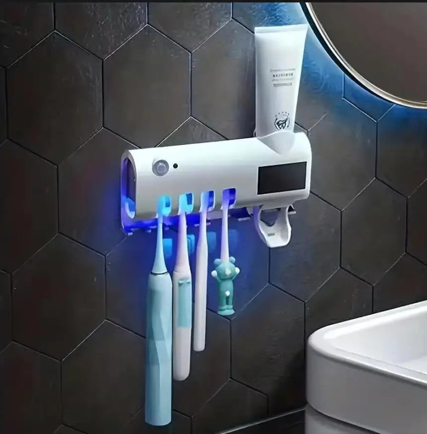 1PC bracket type automatic toothbrush and toothpaste dispenser set