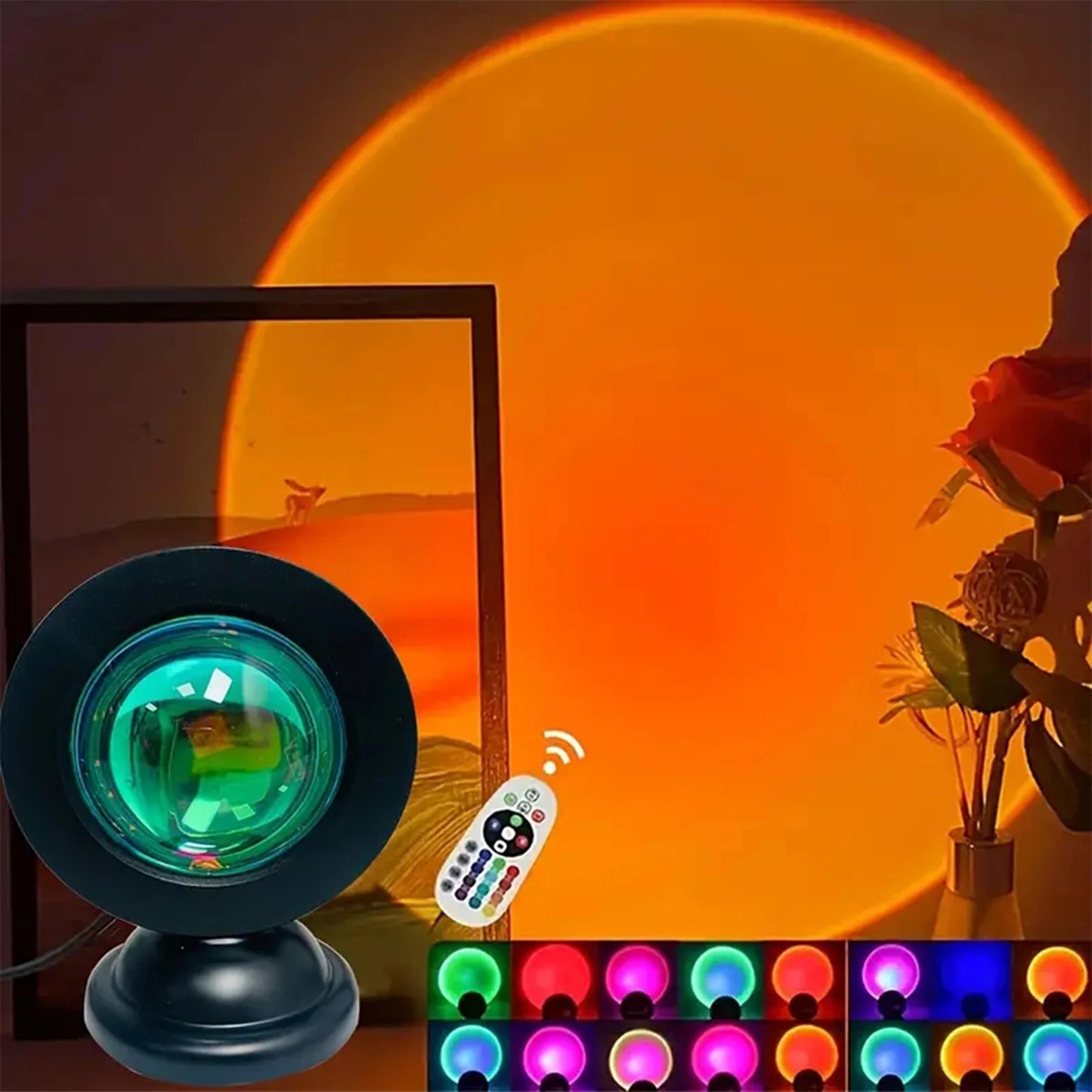 Sunset Projection Light – 16-Color LED, Remote, Mood Light