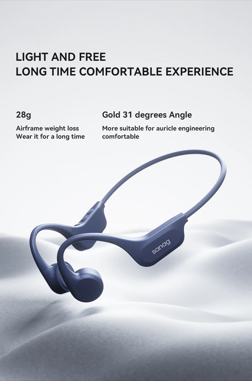 Bone Conduction Earphones – 32GB, Bluetooth, Waterproof for Swimming & Riding