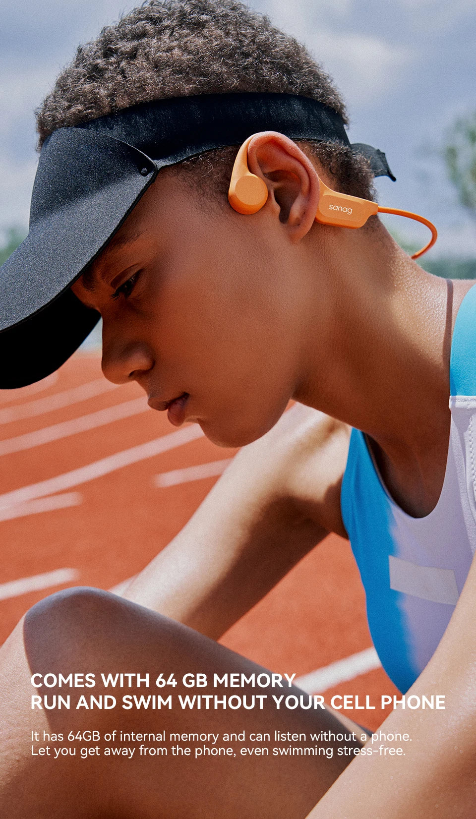 Bone Conduction Earphones – 32GB, Bluetooth, Waterproof for Swimming & Riding