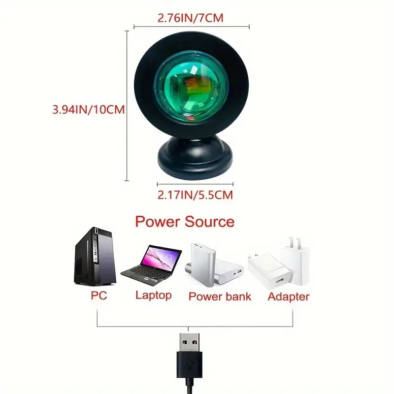 Sunset Projection Light – 16-Color LED, Remote, Mood Light