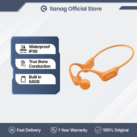 Bone Conduction Earphones – 32GB, Bluetooth, Waterproof for Swimming & Riding